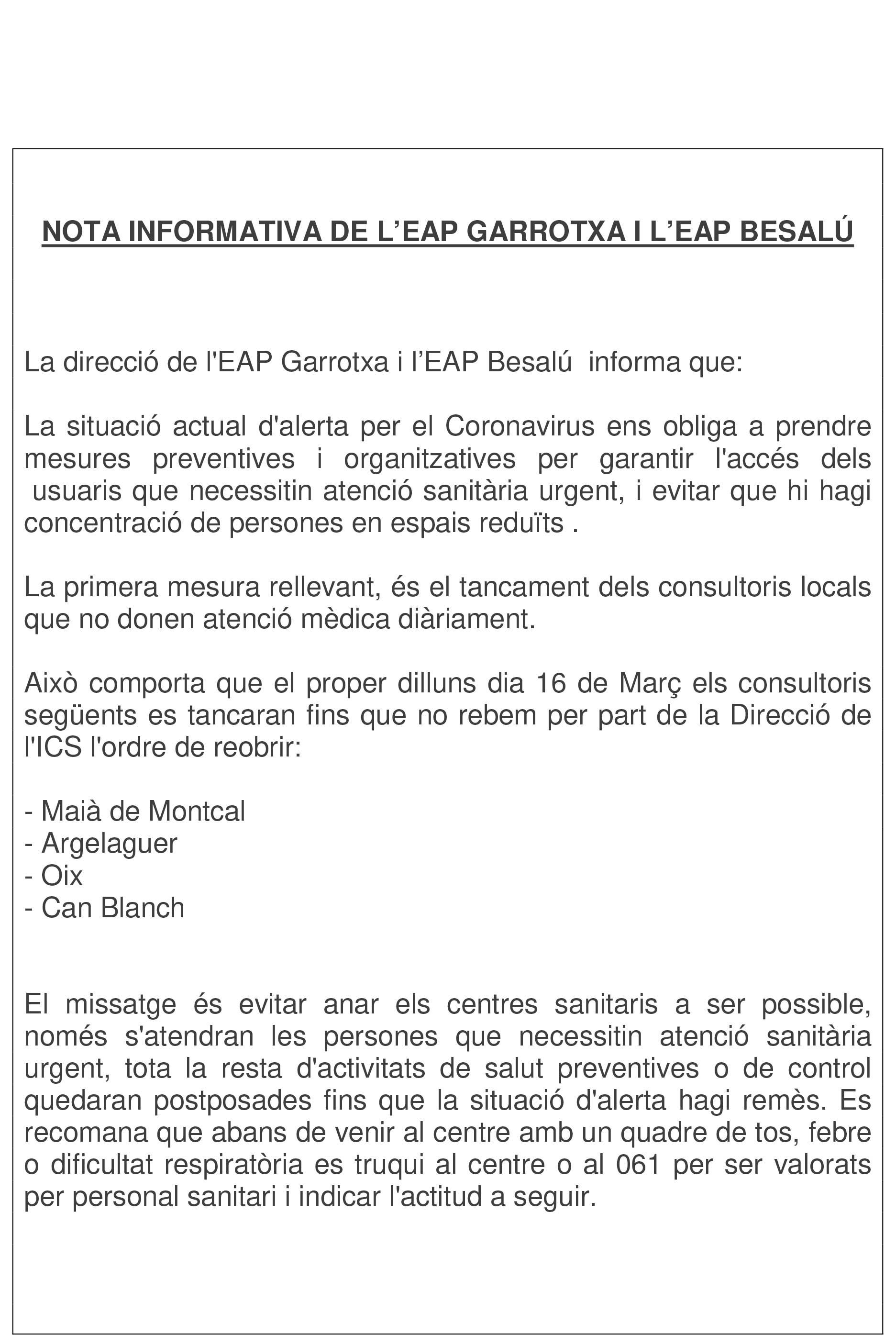 NOTA INFORMATIVA DE EAP